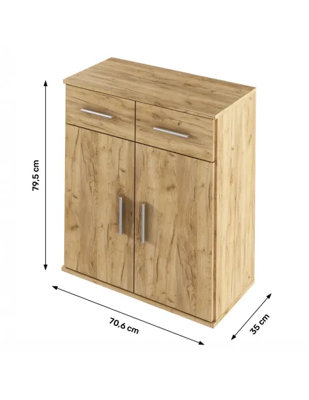 Scrin RESITA TYP 2 pentru hol/dormitor/birou, 70.6x35x79.5 cm, PAL melaminat stejar artisan | MobilaOK