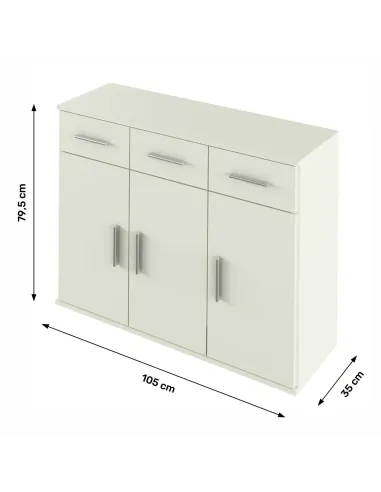Scrin RESITA TYP 3, alb, pentru dormitor/hol, 105x35x79.5 cm, PAL melaminat | MobilaOK