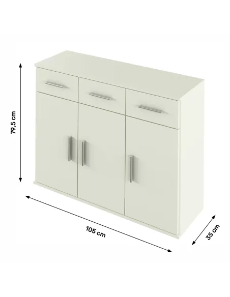 Scrin RESITA TYP 3, alb, pentru dormitor/hol, 105x35x79.5 cm, PAL melaminat | MobilaOK
