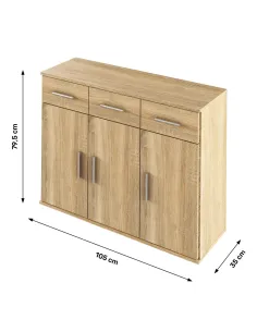 Scrin RESITA TYP 3 pentru dormitor/hol, 105x35x79.5 cm, PAL laminat stejar sonoma | MobilaOK 2
