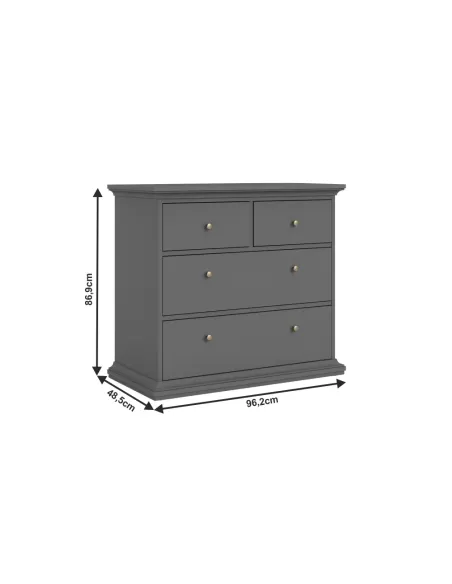 Comodă PARIS 76716 pentru dormitor, 96.2x48.5x86.9 cm, PAL melaminat/MDF | MobilaOK