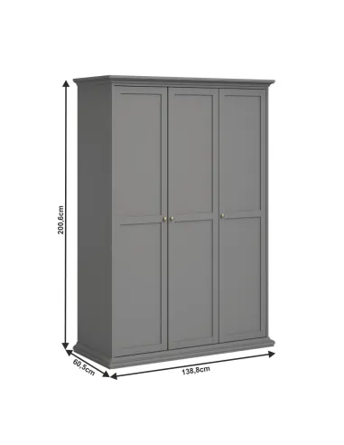 Dulap, PARIS, dormitor/hol, 138.8x60.5x200.6 cm, PAL melaminat/MDF | MobilaOK