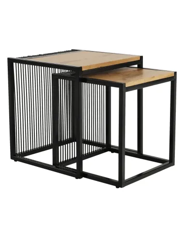 Set 2 Mese Cafea, RIMBO, living/dormitor, 45x45x50 & 40x40x45 cm, MDF si Metal | MobilaOK