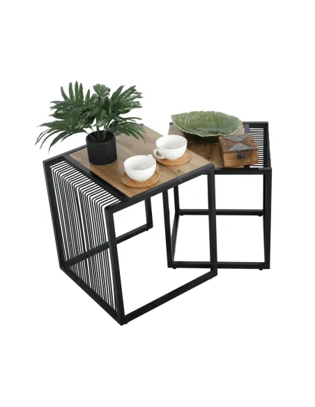 Set 2 Mese Cafea, RIMBO, living/dormitor, 45x45x50 & 40x40x45 cm, MDF si Metal | MobilaOK