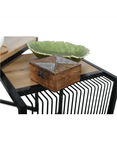 Set 2 Mese Cafea, RIMBO, living/dormitor, 45x45x50 & 40x40x45 cm, MDF si Metal | MobilaOK