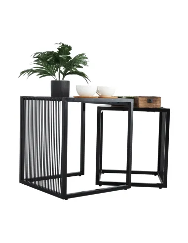 Set 2 Mese Cafea, RIMBO, living/dormitor, 45x45x50 & 40x40x45 cm, MDF si Metal | MobilaOK