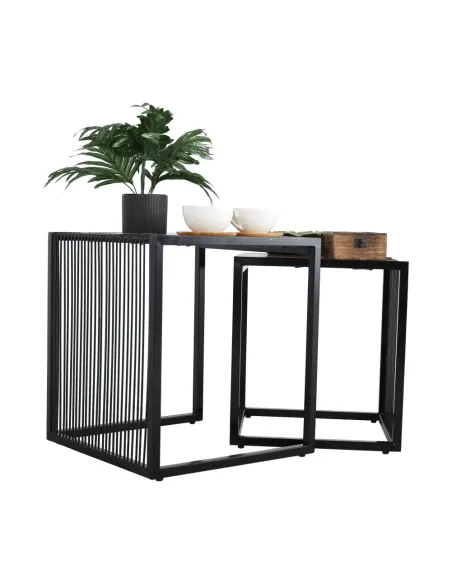 Set 2 Mese Cafea, RIMBO, living/dormitor, 45x45x50 & 40x40x45 cm, MDF si Metal | MobilaOK