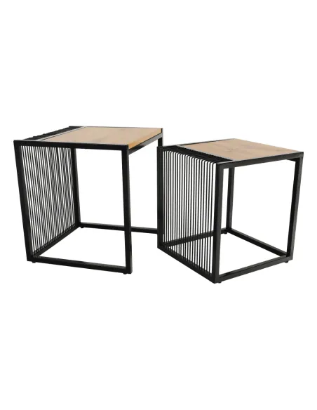 Set 2 Mese Cafea, RIMBO, living/dormitor, 45x45x50 & 40x40x45 cm, MDF si Metal | MobilaOK