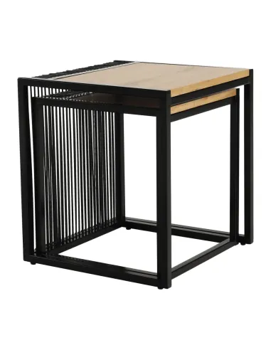 Set 2 Mese Cafea, RIMBO, living/dormitor, 45x45x50 & 40x40x45 cm, MDF si Metal | MobilaOK