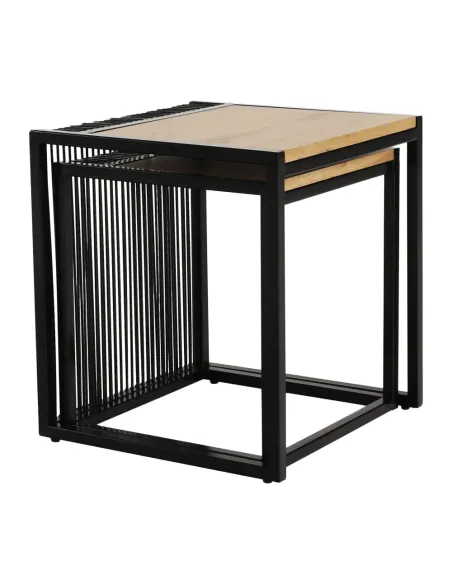 Set 2 Mese Cafea, RIMBO, living/dormitor, 45x45x50 & 40x40x45 cm, MDF si Metal | MobilaOK