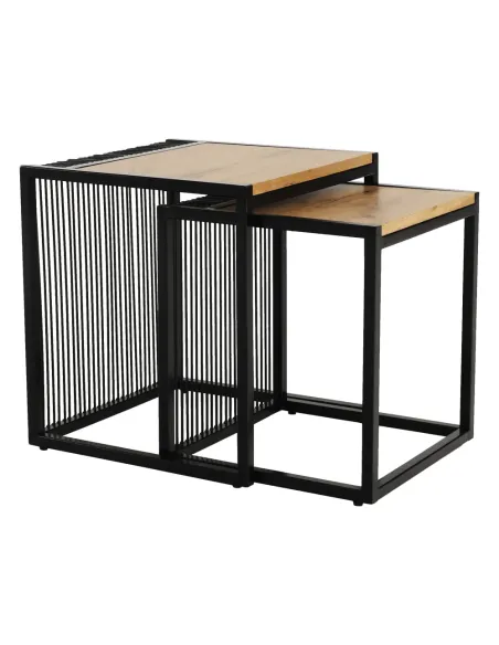 Set 2 Mese Cafea, RIMBO, living/dormitor, 45x45x50 & 40x40x45 cm, MDF si Metal | MobilaOK
