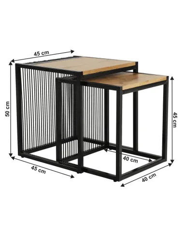Set 2 Mese Cafea, RIMBO, living/dormitor, 45x45x50 & 40x40x45 cm, MDF si Metal | MobilaOK