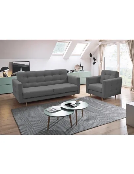 Fotoliu AMEDIA, living/dormitor/birou, 88x90x95 cm, Textil + Lemn | MobilaOK