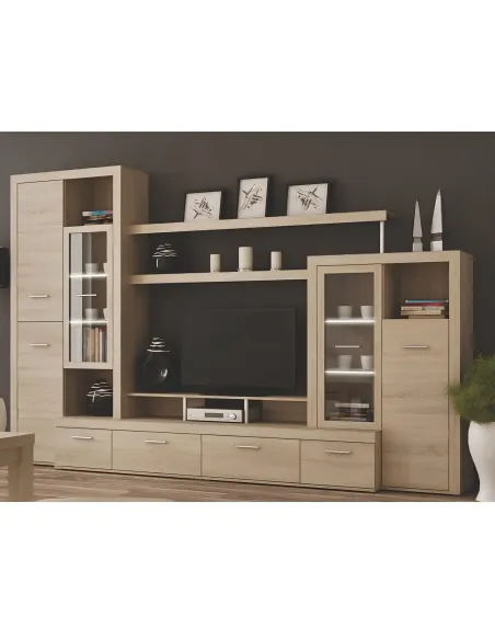 Mobilă TV ATLANTIS NEW pentru living, 312x48x202 cm, PAL melaminat stejar sonoma | MobilaOK
