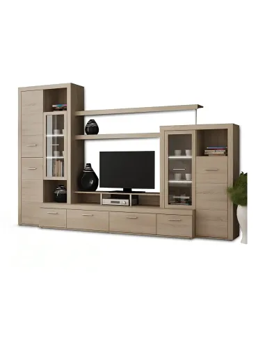 Mobilă TV ATLANTIS NEW pentru living, 312x48x202 cm, PAL melaminat stejar sonoma | MobilaOK