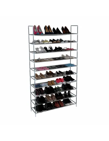 Pantofar FILOU, gri, 10 randuri, 100x175x27 cm, metal/textil | MobilaOK
