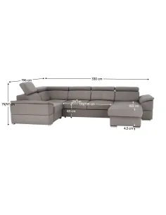 Colţar SEGORIA ROH U, dreapta, living, 330x79/97x183/196 cm, Textil Malmo | MobilaOK 2