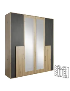 Dulap BAFRA 2D, dormitor/hol, 200x65x203 cm, PAL melaminat | MobilaOK 2