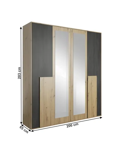 Dulap BAFRA 2D, dormitor/hol, 200x65x203 cm, PAL melaminat | MobilaOK