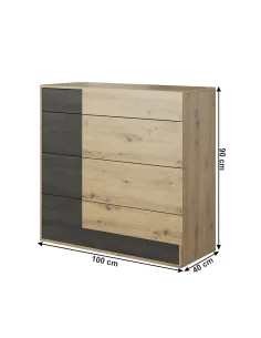 Scrin 4S BAFRA, dormitor/hol, 100x40x90 cm, PAL melaminat | MobilaOK 2