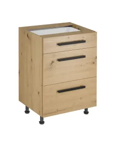 Comodă LANGEN D60S3 U pentru living/dormitor, 60x47x82 cm, PAL și stejar artizanal | MobilaOK