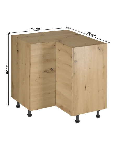 Dulap de colţ LANGEN D90N pentru hol, dormitor, birou, 79x79x82 cm, PAL stejar artizanal | MobilaOK