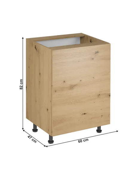 Dulap de jos LANGEN D60, living/hol, 60x47x82 cm, PAL stejar artizanal | MobilaOK