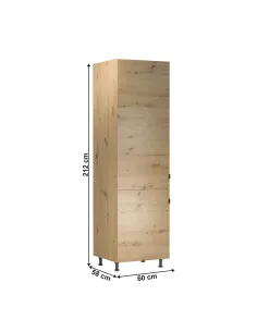 Dulap pentru frigider, LANGEN D60ZL, bucătărie, 60x58x212 cm, PAL stejar artizanal | MobilaOK 2