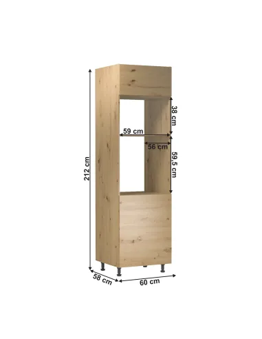 Dulap LANGEN D60PM pentru bucătărie, 60x58x212 cm, PAL melaminat stejar | MobilaOK