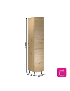 Dulap alimentar LANGEN D40SP, bucătărie/hol, 40x58x212 cm, PAL și stejar | MobilaOK 2