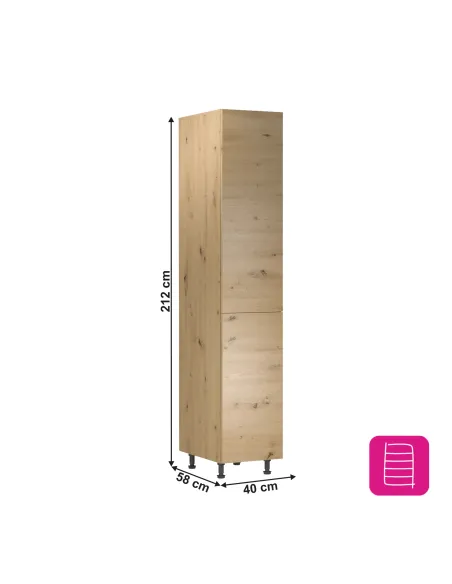 Dulap alimentar LANGEN D40SP, bucătărie/hol, 40x58x212 cm, PAL și stejar | MobilaOK