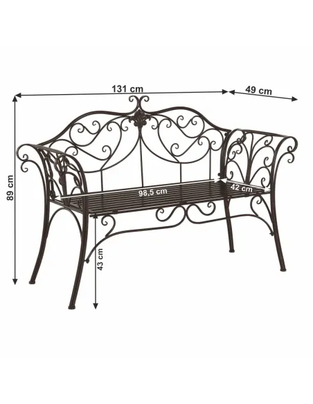 Bancă de grădină ETELIA, metal, 131x49x89 cm | MobilaOK