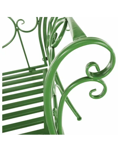 Bancă de grădină ETELIA, verde, grădină, 131x49x89 cm, Metal | MobilaOK