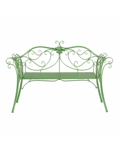 Bancă de grădină ETELIA, verde, grădină, 131x49x89 cm, Metal | MobilaOK