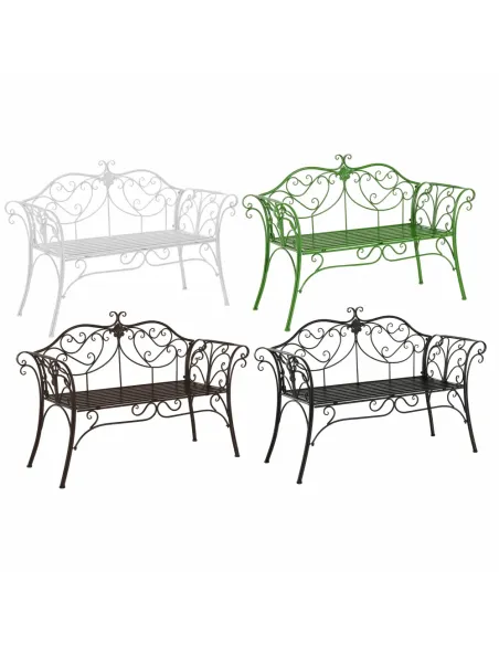 Bancă de grădină ETELIA, verde, grădină, 131x49x89 cm, Metal | MobilaOK