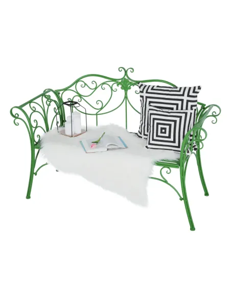 Bancă de grădină ETELIA, verde, grădină, 131x49x89 cm, Metal | MobilaOK