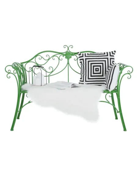 Bancă de grădină ETELIA, verde, grădină, 131x49x89 cm, Metal | MobilaOK