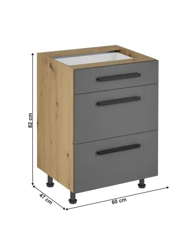 Comodă LANGEN D60S3 U pentru dormitor/hol, 60x47x82 cm, PAL melaminat | MobilaOK