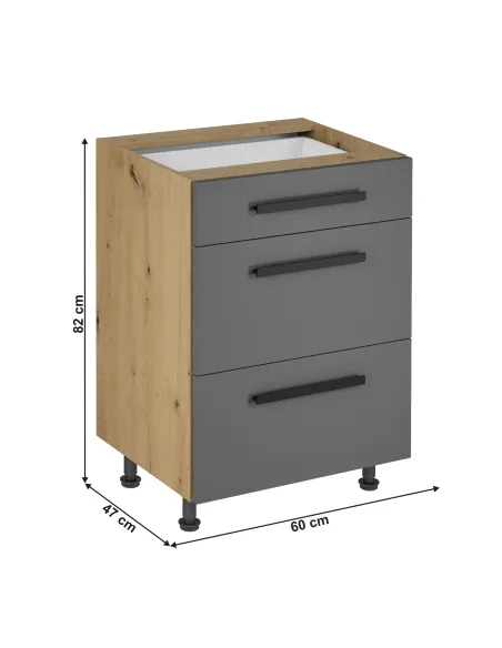 Comodă LANGEN D60S3 U pentru dormitor/hol, 60x47x82 cm, PAL melaminat | MobilaOK
