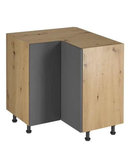 Dulap de colţ LANGEN D90N pentru living/dormitor, 79x79x82 cm, PAL laminat stejar/gri mat | MobilaOK