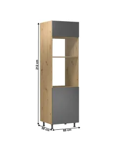 Dulap LANGEN D60PM bucătărie, 60x58x212 cm, PAL melaminat stejar/gri | MobilaOK 2