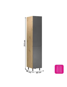 Dulap alimentar LANGEN D40SP, bucătărie/hol, 40x58x212 cm, PAL melaminat stejar/gri | MobilaOK 2