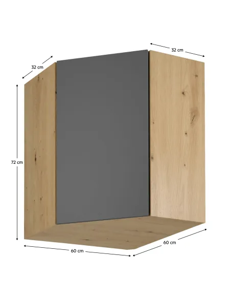 Dulap superior LANGEN, colț, bucătărie/hol, 60x60x72 cm, PAL melaminat stejar/MDF | MobilaOK