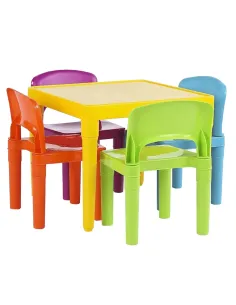 Set pentru copii ZILBO, cameră copii, masă 51x51x46 cm și scaune 30,5x27x44 cm, plastic | MobilaOK