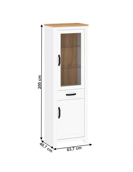 Vitrină LANZETTE A, living/hol, 63.7x40.7x200 cm, PAL/MDF melaminat | MobilaOK