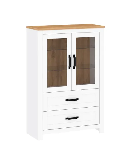 Vitrină LANZETTE K, living/dormitor/hol, 93.7x40.7x140 cm, PAL/MDF melaminat | MobilaOK