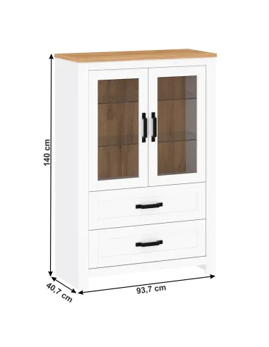 Vitrină LANZETTE K, living/dormitor/hol, 93.7x40.7x140 cm, PAL/MDF melaminat | MobilaOK