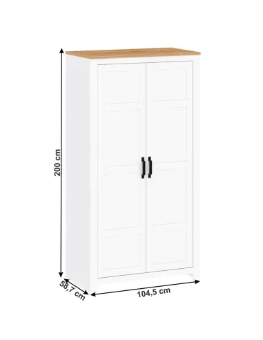 Dulap, LANZETTE F, dormitor/hol, 104.5x58.7x200 cm, PAL/MDF melaminat | MobilaOK