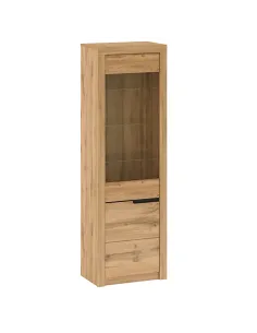 Vitrină TORONTA, living/hol, 63x39.7x197.2 cm, PAL/MDF stejar wotan | MobilaOK
