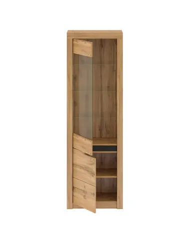 Vitrină TORONTA, living/hol, 63x39.7x197.2 cm, PAL/MDF stejar wotan | MobilaOK
